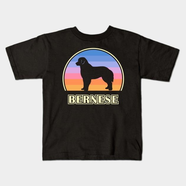 Bernese Mountain Dog Vintage Sunset Dog Kids T-Shirt by millersye